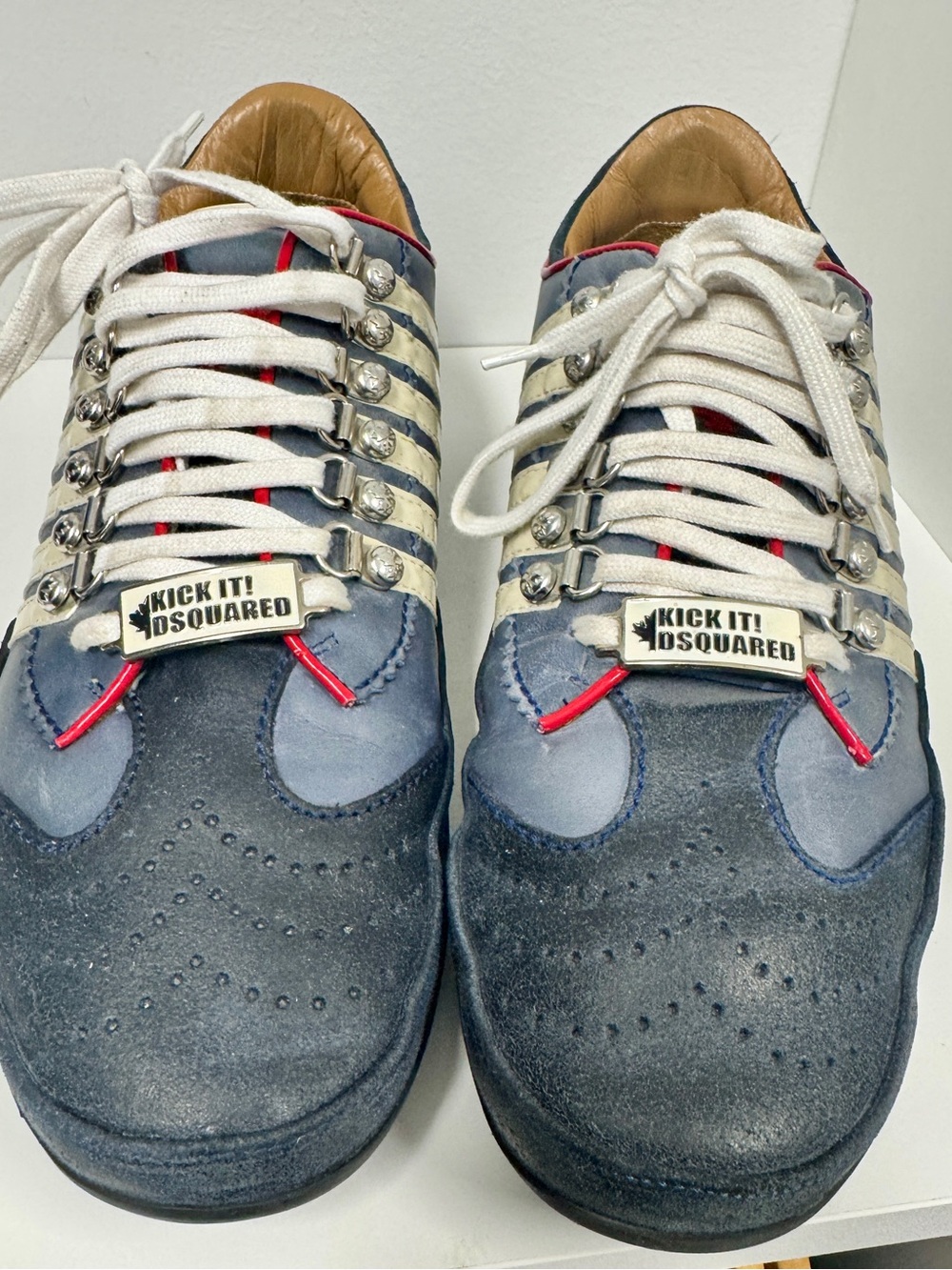 DSquared2 'Kick It!' Navy and White Men's Sneakers - Picture 4 of 8